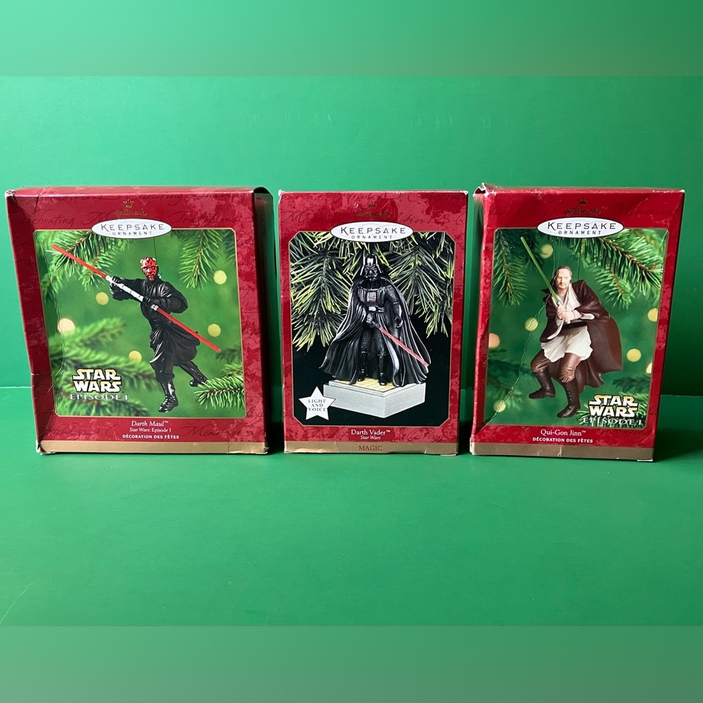 Hallmark Keepsake Ornament Lot 90s Star Wars Death Vader Darth Maul Qui-Gon Jinn